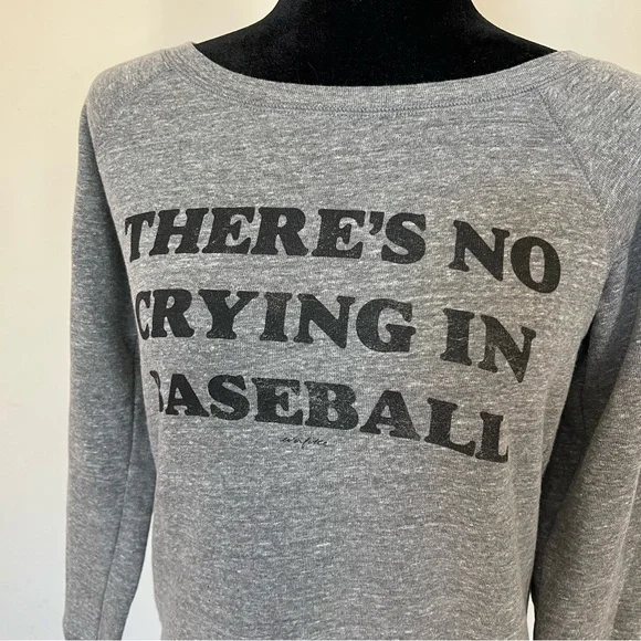 Gray Sporty There's No Crying In Baseball Classic Gameday Scoopneck Sweatshirt - Picture 2 of 7
